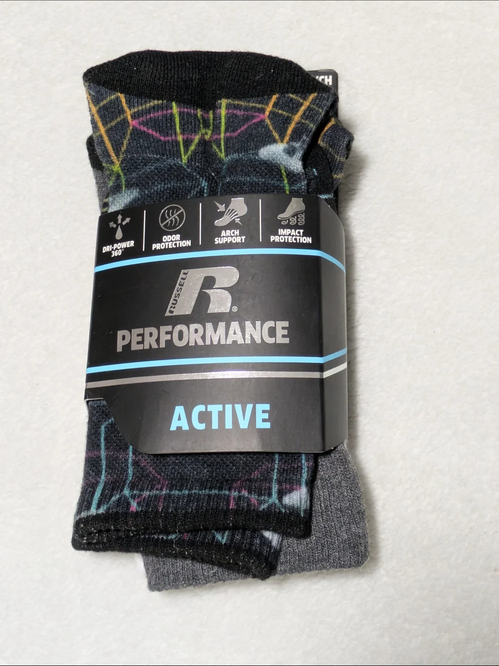 Russell Athletic Boys Size Small S 6/7 3-Pack Crew Socks Performance Active